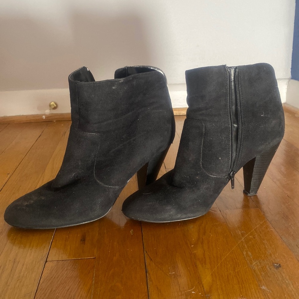 Well-Worn Black Suede Diba Booties